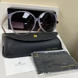 Linda Farrow Beautiful Snake Skin Arms Purple Graduated Logo Lenses Sunglasses Linda Farrow Beautiful Snake Skin Arms Purple Graduated Logo  main image 2